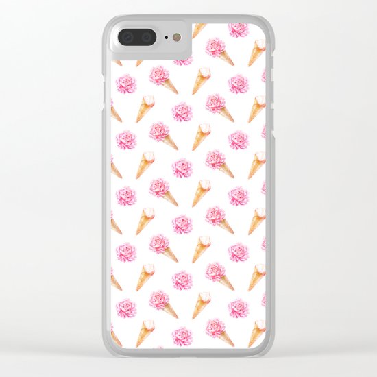 Floral Cones Pattern Clear iPhone Case