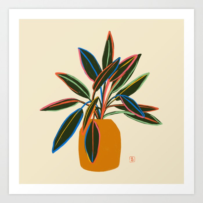 PLANT WITH COLOURFUL LEAVES  Art Print