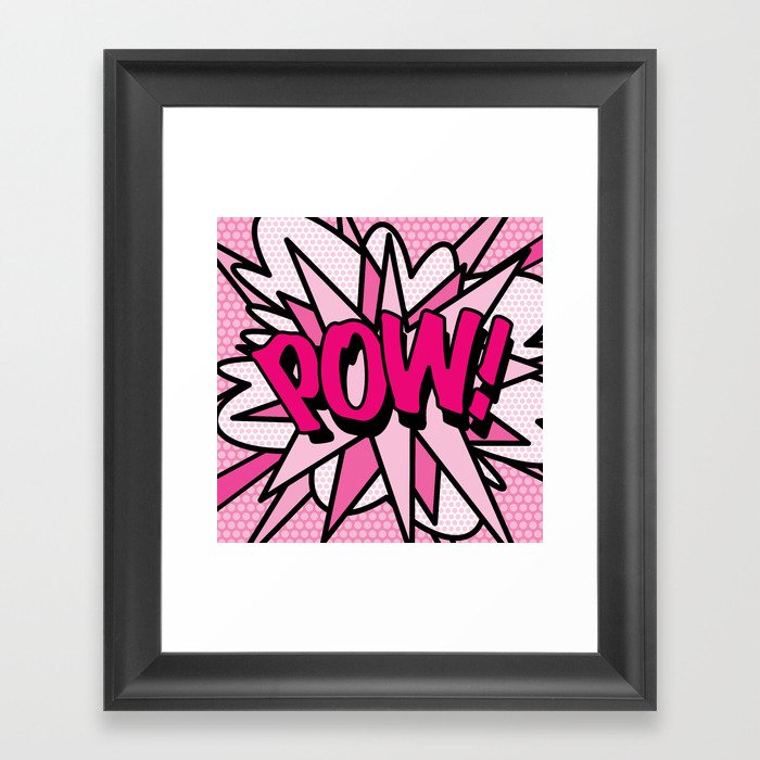POW Pink Comic Book Pop Art Modern Fun Typography Lichtenstein Framed Art Print