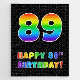 [ Thumbnail: HAPPY 89TH BIRTHDAY - Multicolored Rainbow Spectrum Gradient Jigsaw Puzzle ]