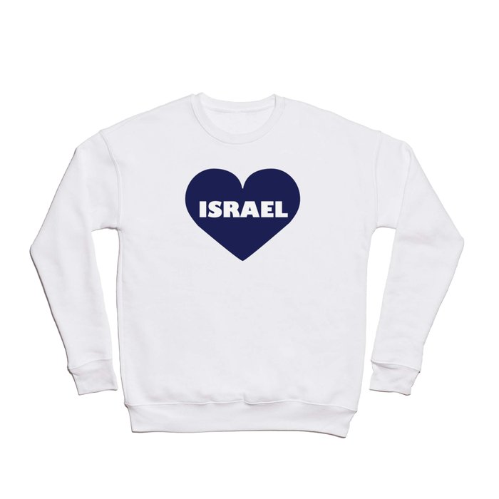 Israel in a Blue Hart Crewneck Sweatshirt