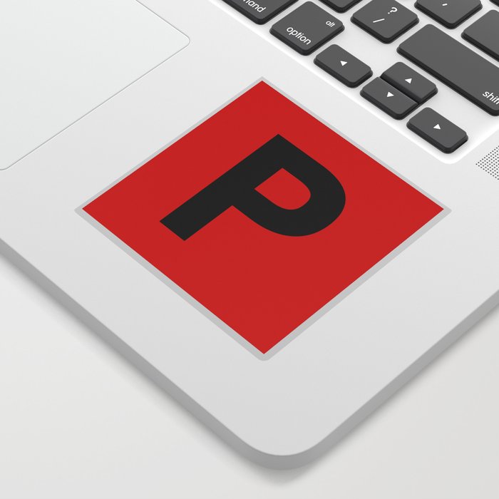 Letter P (Black & Red) Sticker