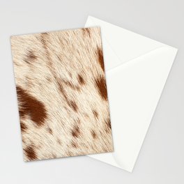 Brown Cowhide, Cow Skin Print Pattern Modern Cowhide Faux Leather Stationery Card