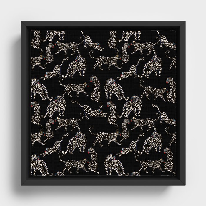 Boho modern black cheetah  Framed Canvas