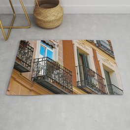Spain Photography - Apartments With Small Balconies In Madrid Area & Throw Rug