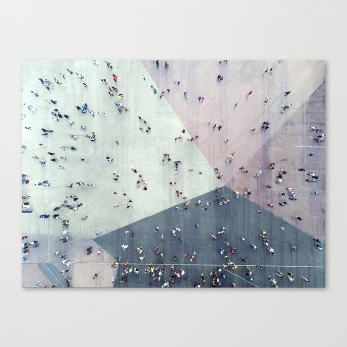 High angle view of people on street Canvas Print