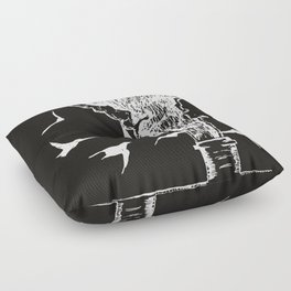 Crows and White Smoke Floor Pillow