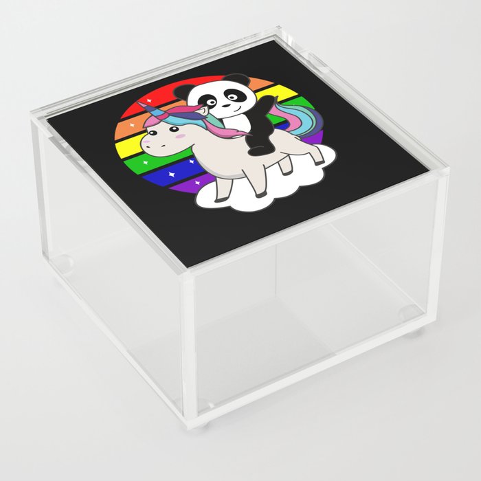 Panda Unicorn Rainbow Animals Pandas Unicorns Acrylic Box