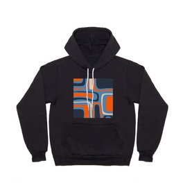 Palm Springs Retro Mid Century Modern Abstract Pattern Blue and Orange Hoody