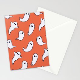 Orange Ghost Pattern Stationery Cards