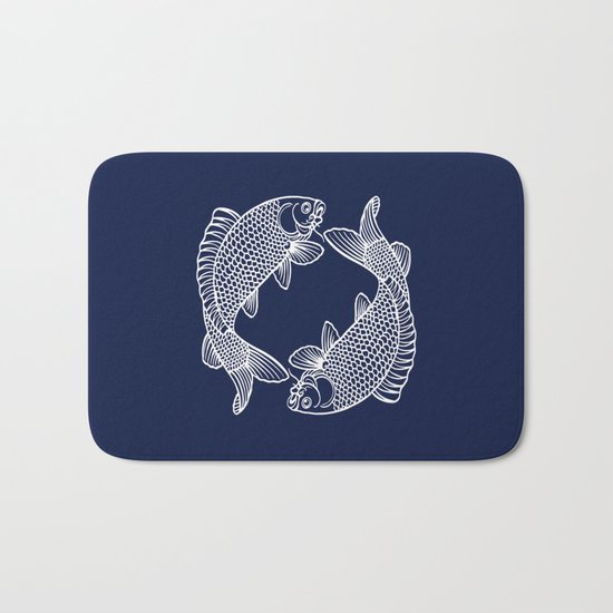 Indigo Navy Blue Koi Bath Mat