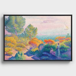 Henri Edmond Cross Two Women by the Shore, Mediterranean (1896) painting in high resolution  Framed Canvas