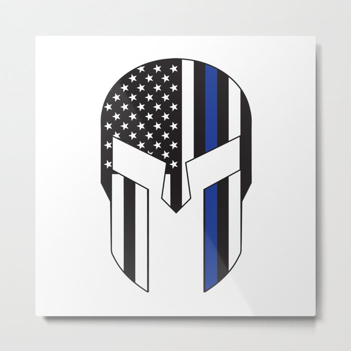 Gladiator Helmet American Flag Thin Blue Line Metal Print