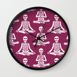 Yoga Skeleton Eggplant Wall Clock