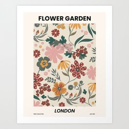 Flower Garden-London-Abstract Retro Floral Print Poster Art Print