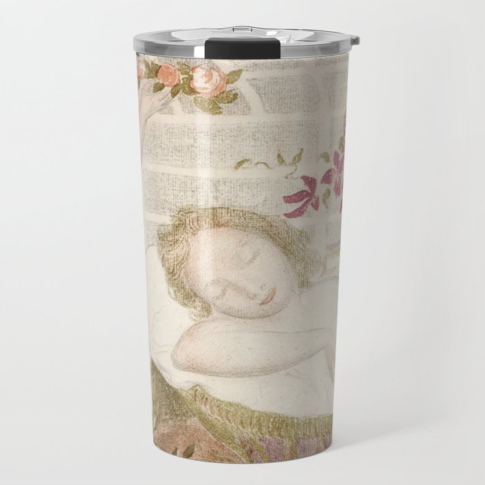 Allegory; sleeping female nude dreaming with spring flowers portrait painting by Maurice Denis Travel Mug