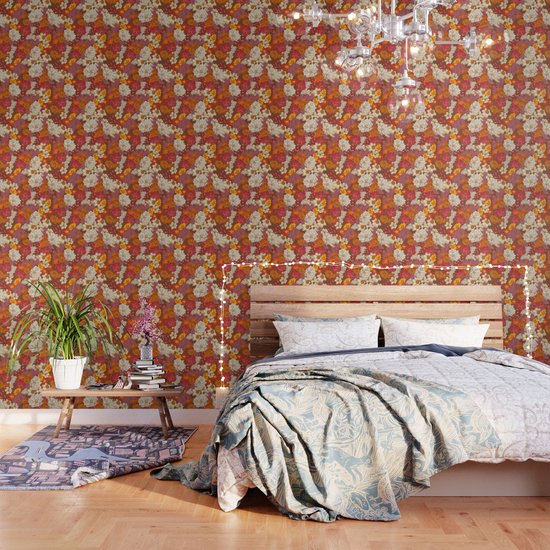 Retro Floral I Wallpaper By Marilynfoehrenbach Society6