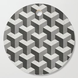 Interlocking Cubes Pattern - Black, White, Grey Cutting Board