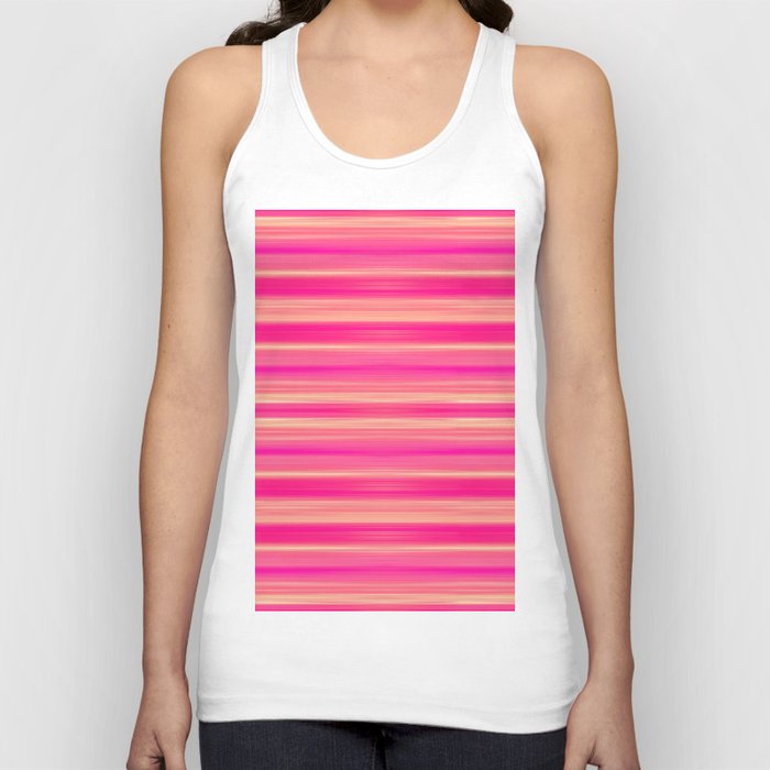 Coral and Pink Brush Stroke Painted Stripes Tank Top