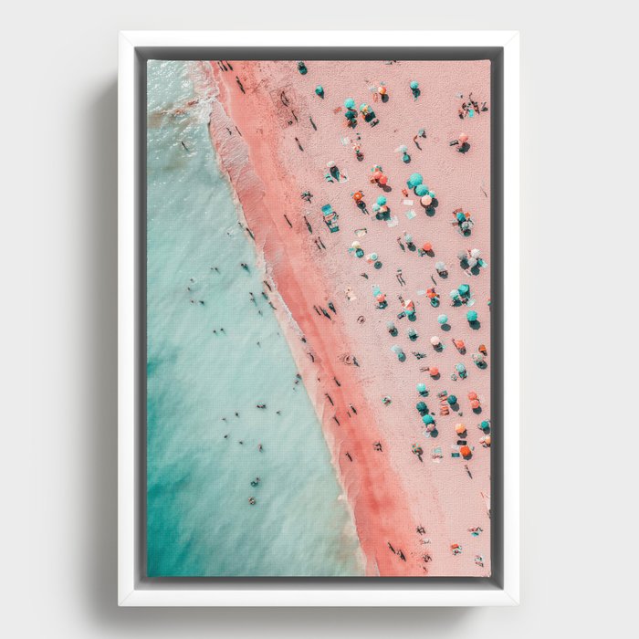 Aerial Beach Print, Ocean Art, Bondi Beach, Beach Art Print, Beach Photography, Modern Beach Lifestyle Print Framed Canvas