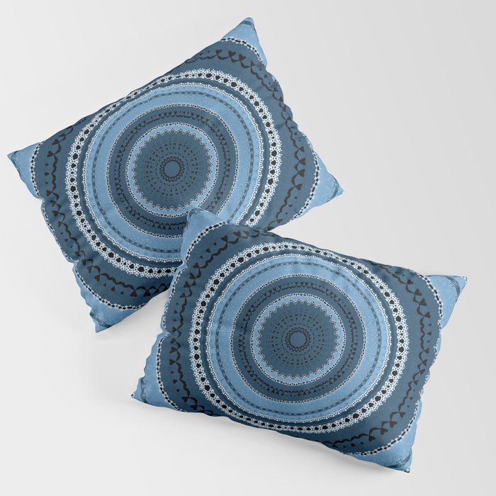 Blue Texture Mandala Pillow Sham