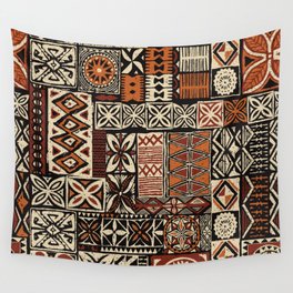 Hawaiian style tapa tribal fabric abstract patchwork vintage vintage pattern Wall Tapestry