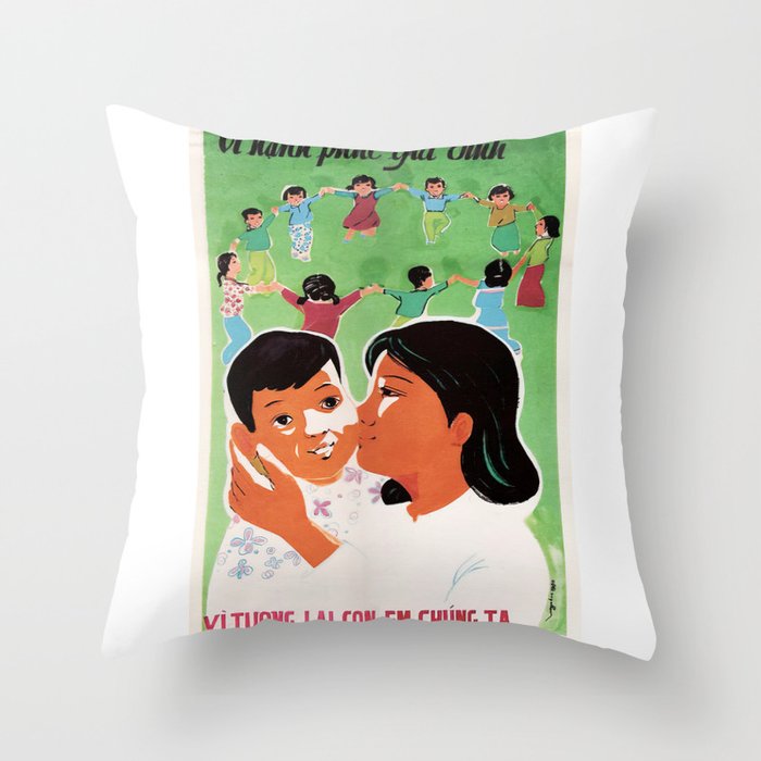 Vietnamese Poster: For the Happiness of the Children Throw Pillow