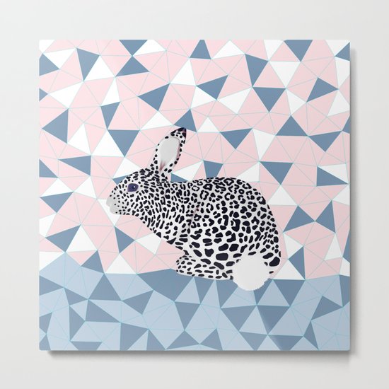 Cute Rabbit Leopard Pattern Design Metal Print