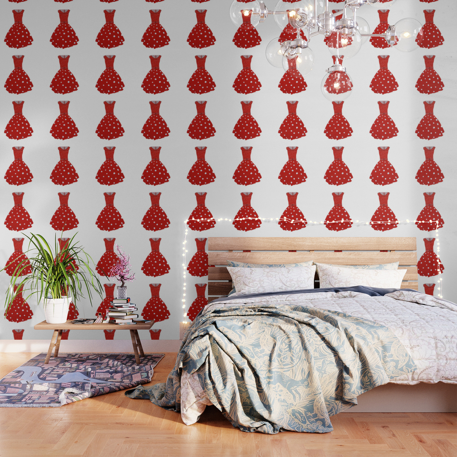 Polka Dotted Red Dress Wallpaper By Robinpedrero Society6