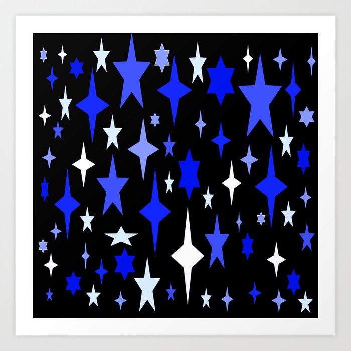 Blue Atomic Stars Art Print
