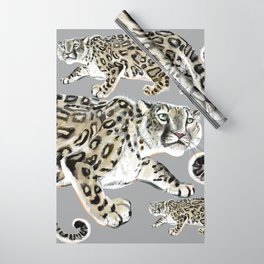 Snow leopard in grey Wrapping Paper