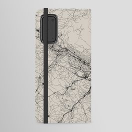 Zaragoza, Spain - Black & White City Map Drawing Android Wallet Case