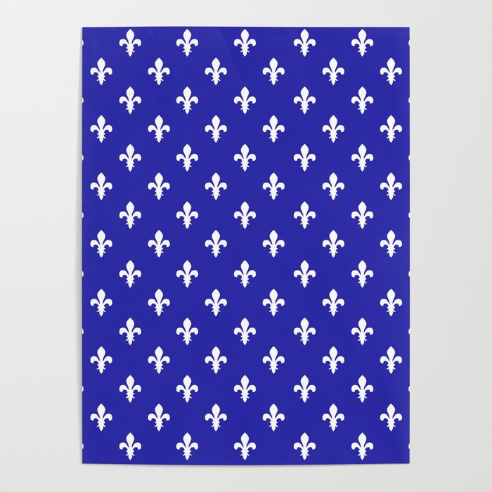 Fleur-de-Lis (White & Navy Blue Pattern) Poster