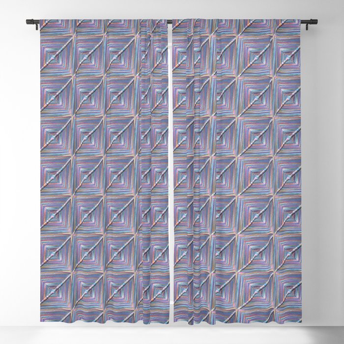 God's Eye Multicolor Yarn Woven Around a Chopstick Square Pattern Design Blackout Curtain