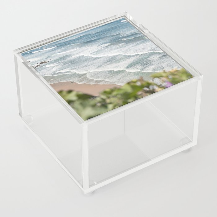 Waves on Praia do Cordoama Photo | Blue Ocean Water in Portugal Art Print | Coastal Travel Photography in Europe Acrylic Box