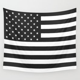 American Flag Stars and Stripes Black White Wall Tapestry