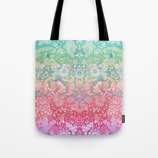 Soft Pastel Rainbow Doodle Tote Bag