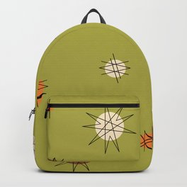 Atomic Age Starburst Planets Olive Green Brown Orange Backpack