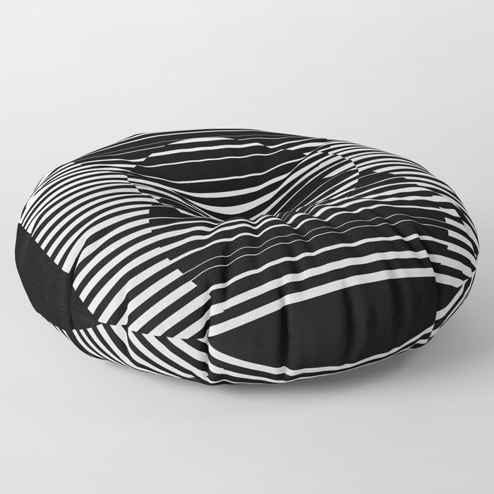Optical Hypnotic Illusion 4 - Black & White Floor Pillow
