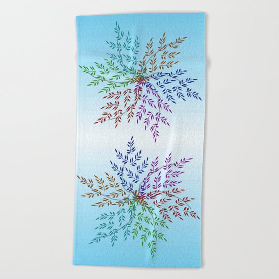 Leafy Rainbow Mandala Beach Towel