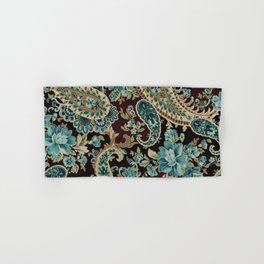 Brown Turquoise Paisley Floral Hand & Bath Towel