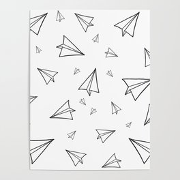 Paper Airplane Pattern | Line Drawing Poster