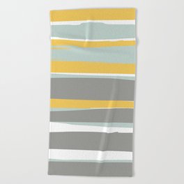 Stripe Abstract, Sun and Beach, Yellow, Pale, Aqua Blue and Gray Beach Towel