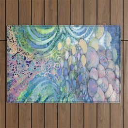 Contemplation - pebbles in water abstract by Jenlo Outdoor Rug