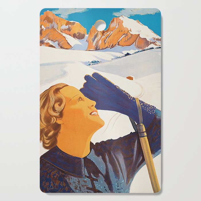 Vintage Dolomites Mountains Italy Travel Poster Cutting Board