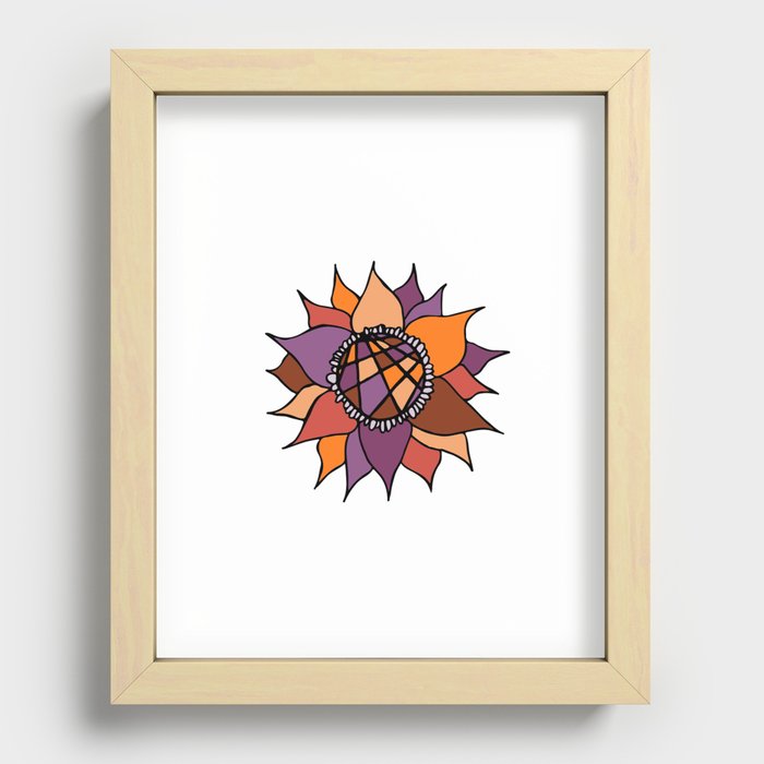 Purple & Orange Abstract Flower Recessed Framed Print