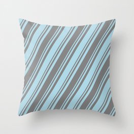 [ Thumbnail: Light Blue and Grey Colored Lined/Striped Pattern Throw Pillow ]