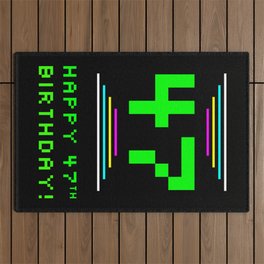 [ Thumbnail: 47th Birthday - Nerdy Geeky Pixelated 8-Bit Computing Graphics Inspired Look Outdoor Rug ]