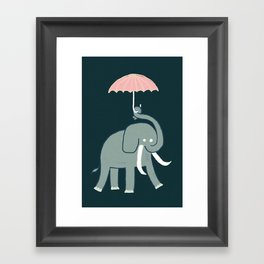 Elephant with umbrella Framed Art Print