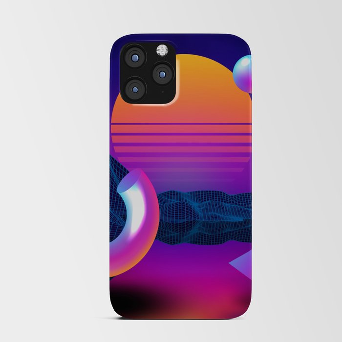 Neon sunset, geometric figures iPhone Card Case